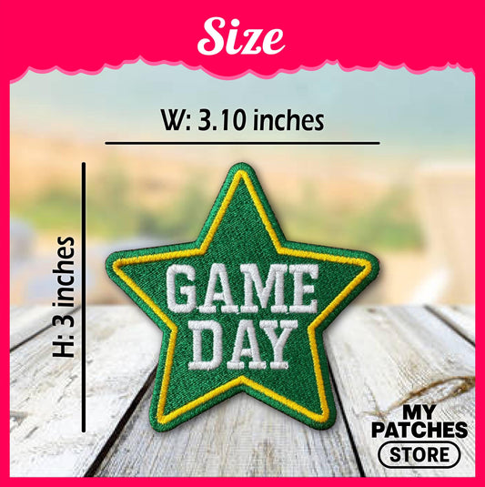 Game Day Star Embroidery Patch: Green Iron On Applique (15 pcs min)