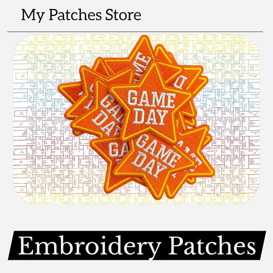 Orange Game Day Star Patch: Embroidered Iron-On Sports Patch (15 pcs min)
