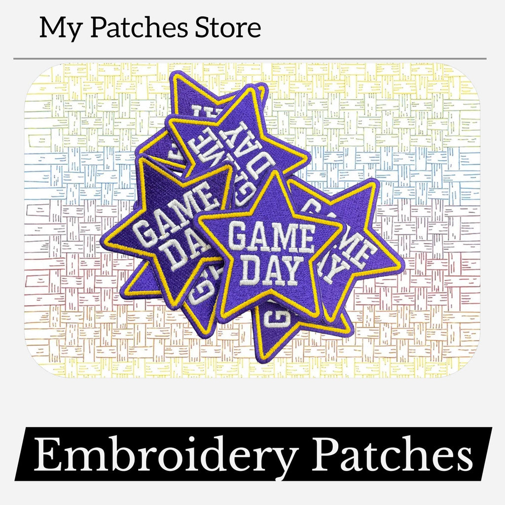 Purple Game Day Star Embroidery Patch - Iron On (15 pcs min)