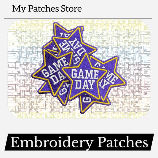 Purple Game Day Star Embroidery Patch - Iron On (15 pcs min)