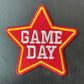 Game Day Star Patch: Red Checkered Embroidery, Iron-On Sports Patch (15 pcs min)