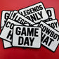 Game Day Embroidery Patch: Iron On Square Border Sports Applique (15 pcs min)