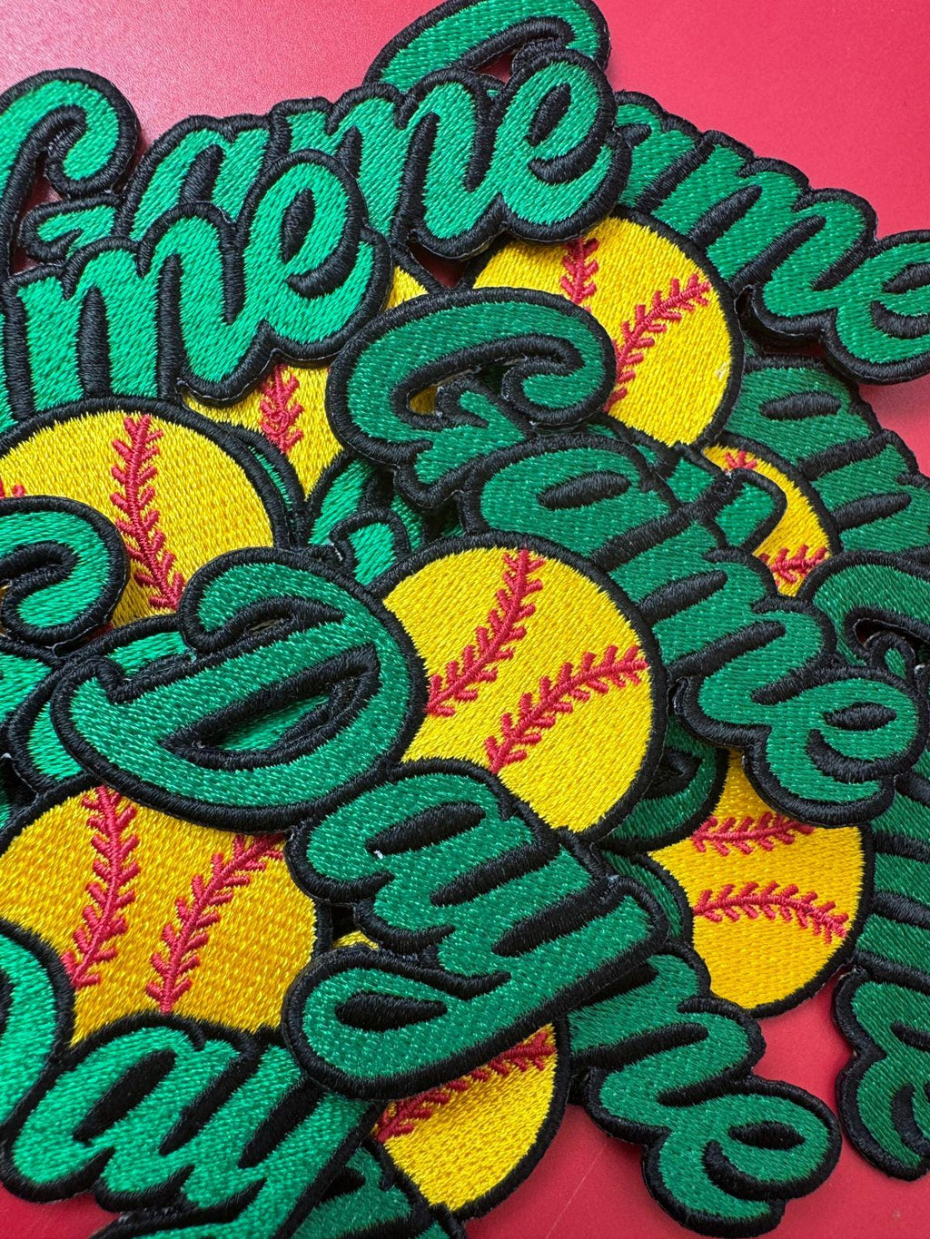 Game Day Softball Embroidery Patch - Trucker Hat Iron On (15 pcs min)