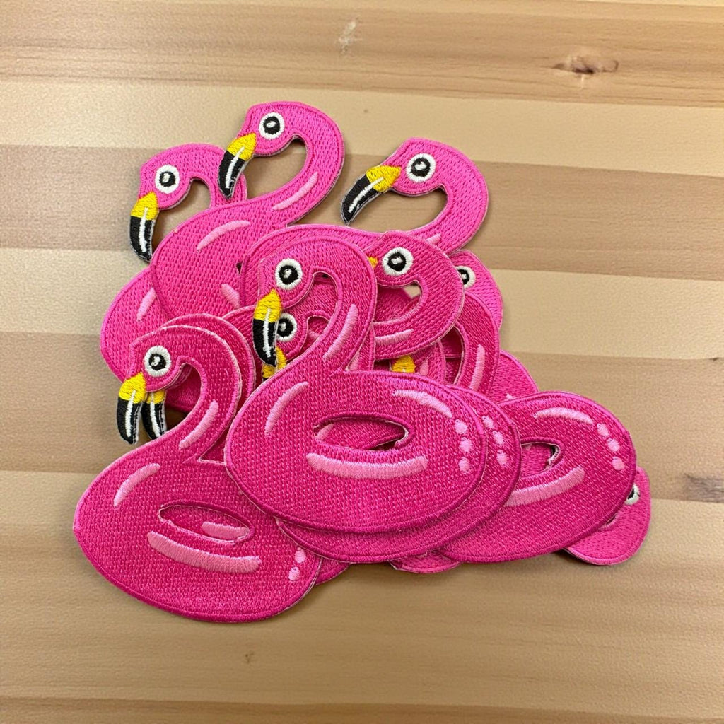 Pool Float Flamingo Iron-On Patches - Summer Embroidery (15 pcs min)