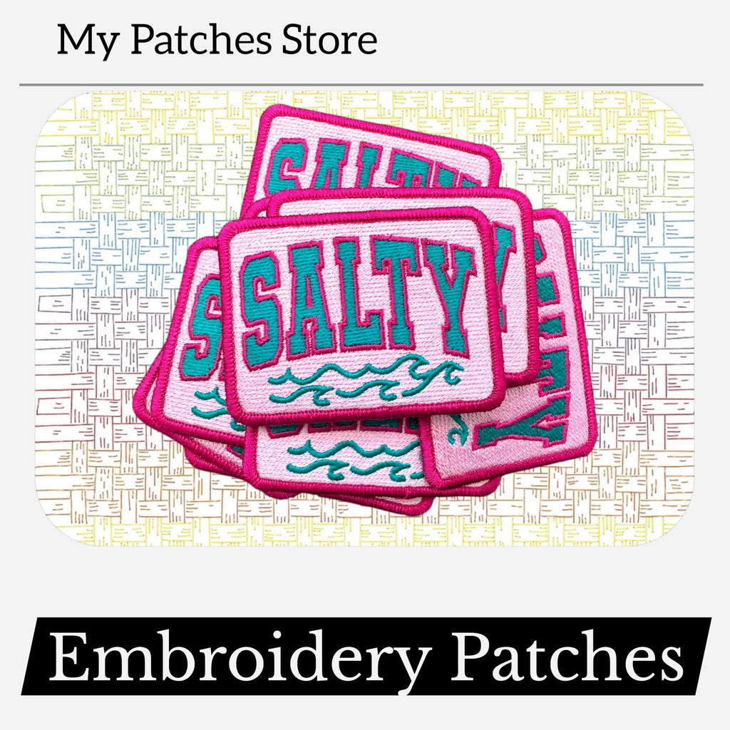 Salty Patch - Iron On Embroidered Summer Trucker Hat Patches (15 pcs min)
