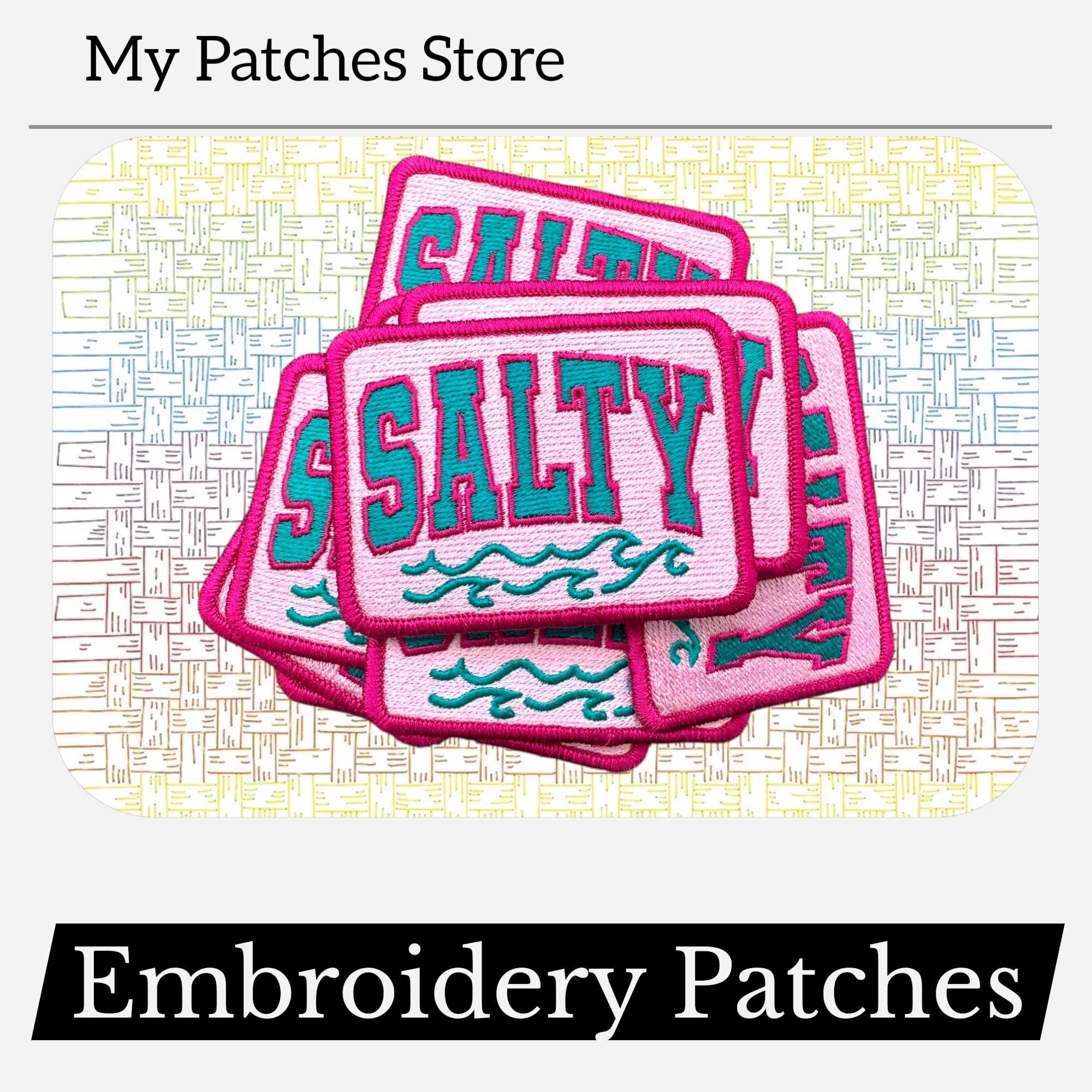 Salty Patch - Iron On Embroidered Summer Trucker Hat Patches (15 pcs min)