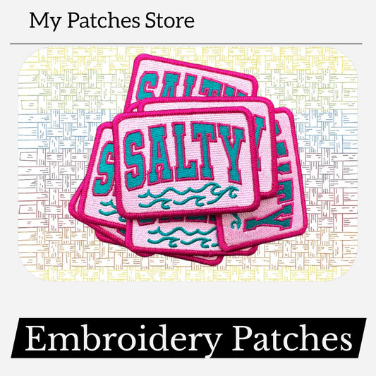 Salty Patch - Iron On Embroidered Summer Trucker Hat Patches (15 pcs min)