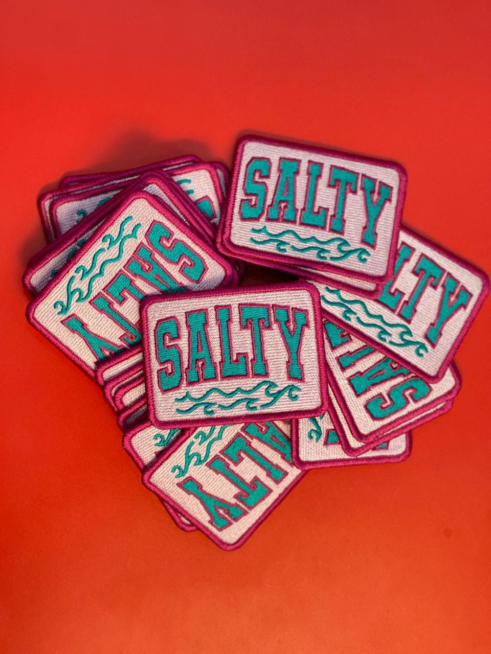 Salty Patch - Iron On Embroidered Summer Trucker Hat Patches (15 pcs min)