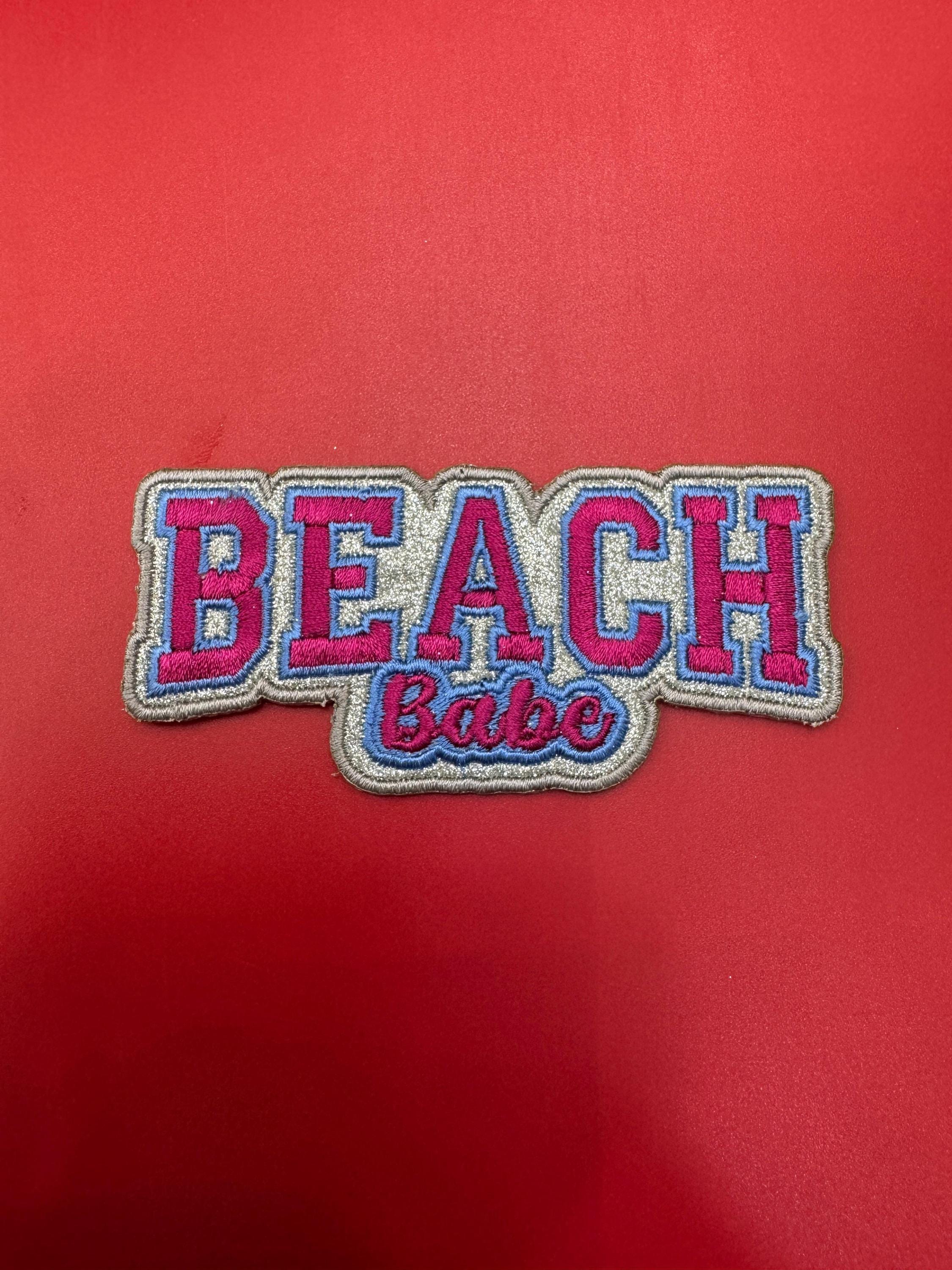 Beach Babe Embroidered Patch - Iron On Summer Trucker Hat Applique (15 pcs min)