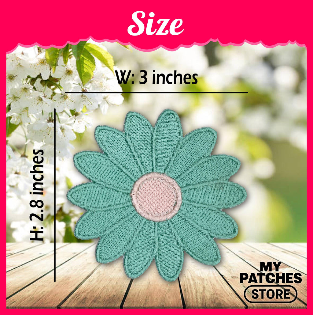 Patch Store Teal Daisy Embroidery Patch – Cute Flower Patch for Clothes & Accessor ...