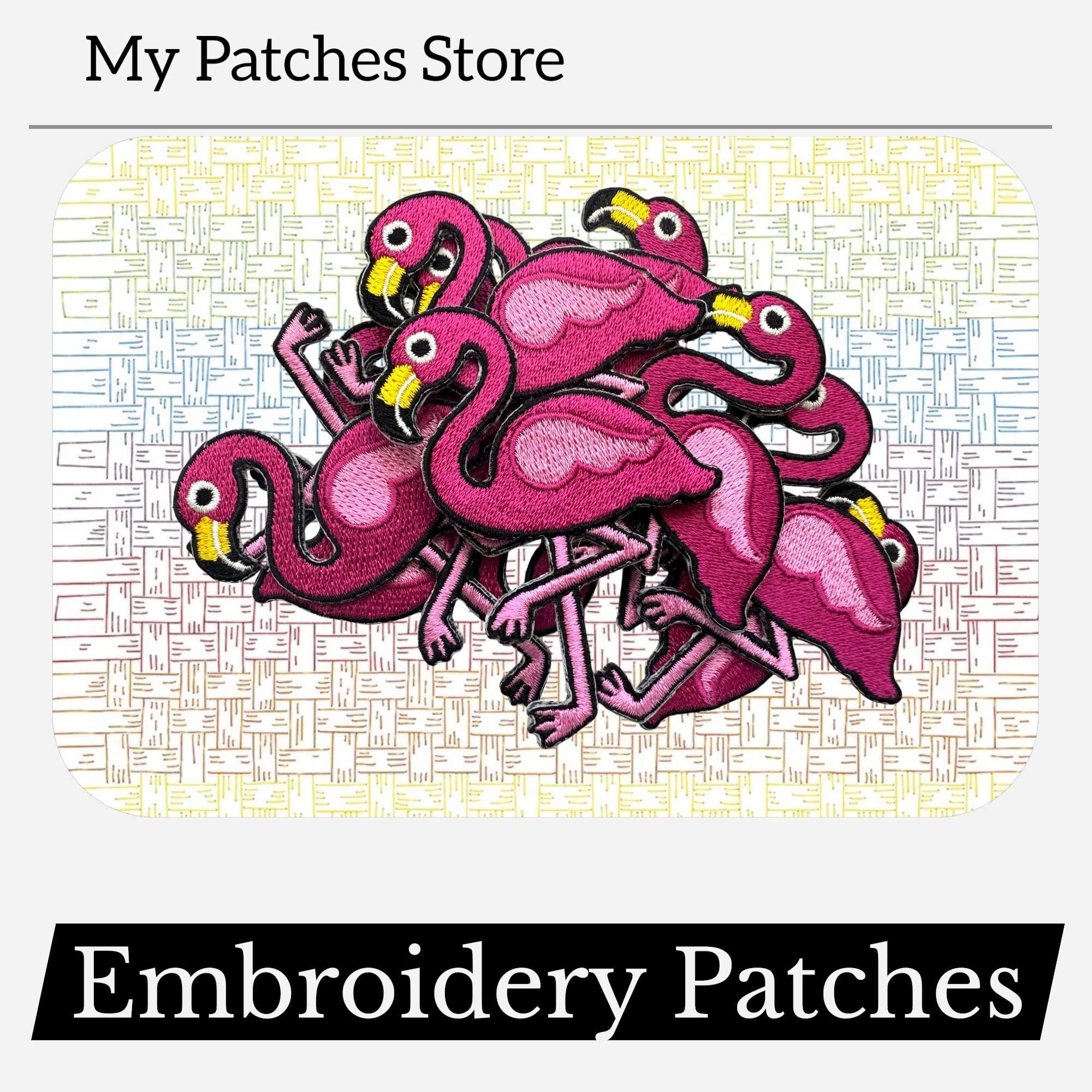 Flamingo Embroidered Patch: Summer Beach DIY Iron On (15 pic min)