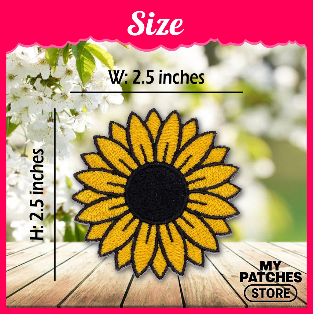 Sunflower Embroidery Patch: Western Style Iron-On Applique (15 pic min)