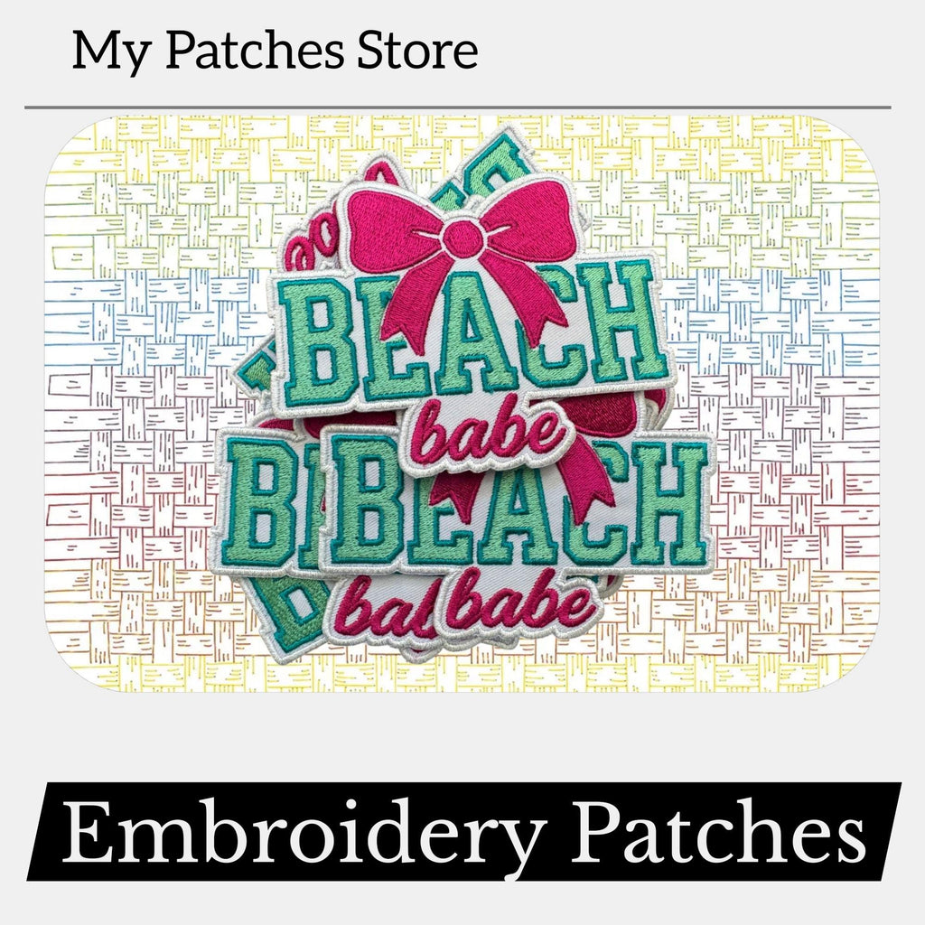 Beach Babe Embroidery Patch - Iron-On Summer Hat Patch (15 pic min)