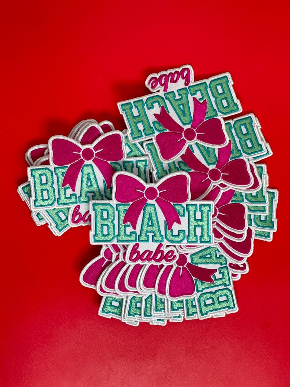 Beach Babe Embroidery Patch - Iron-On Summer Hat Patch (15 pic min)