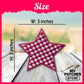 Checkered Magenta Star Patch: Embroidered Iron-On DIY (15 pcs min)