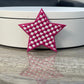 Checkered Magenta Star Patch: Embroidered Iron-On DIY (15 pcs min)