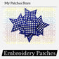 Blue Checkered Star Patch: Iron-On Embroidery DIY (15 pcs min)