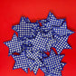 Blue Checkered Star Patch: Iron-On Embroidery DIY (15 pcs min)