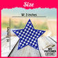 Blue Checkered Star Patch: Iron-On Embroidery DIY (15 pcs min)