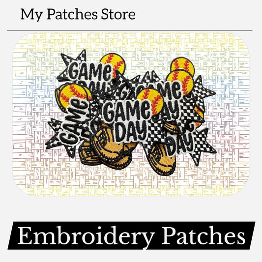 Game Day Softball Patch – Baseball Trucker Hat Patch – Cute Girly Embroidery Patch – Sports Iron-On DIY Patch (15 pcs min)