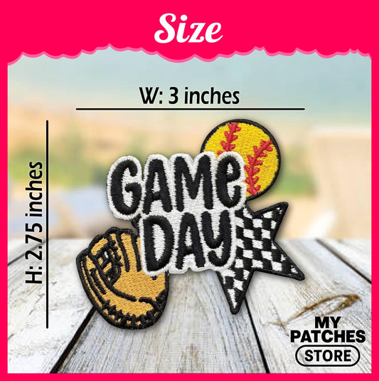 Game Day Softball Patch – Baseball Trucker Hat Patch – Cute Girly Embroidery Patch – Sports Iron-On DIY Patch (15 pcs min)