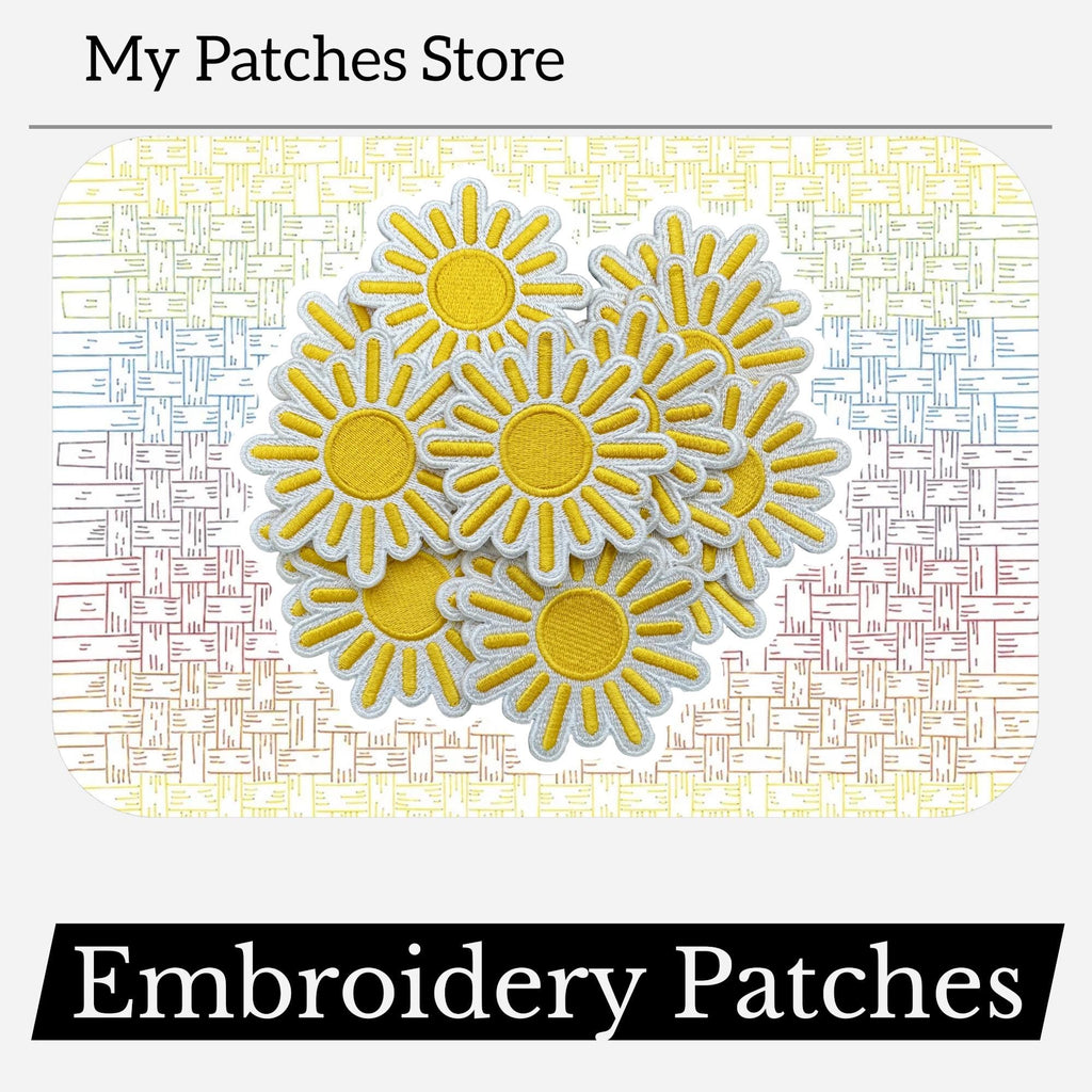 Sunshine Embroidery Patch: Summer Trucker Hat Iron-On - Beach Vibes (15 pcs min)