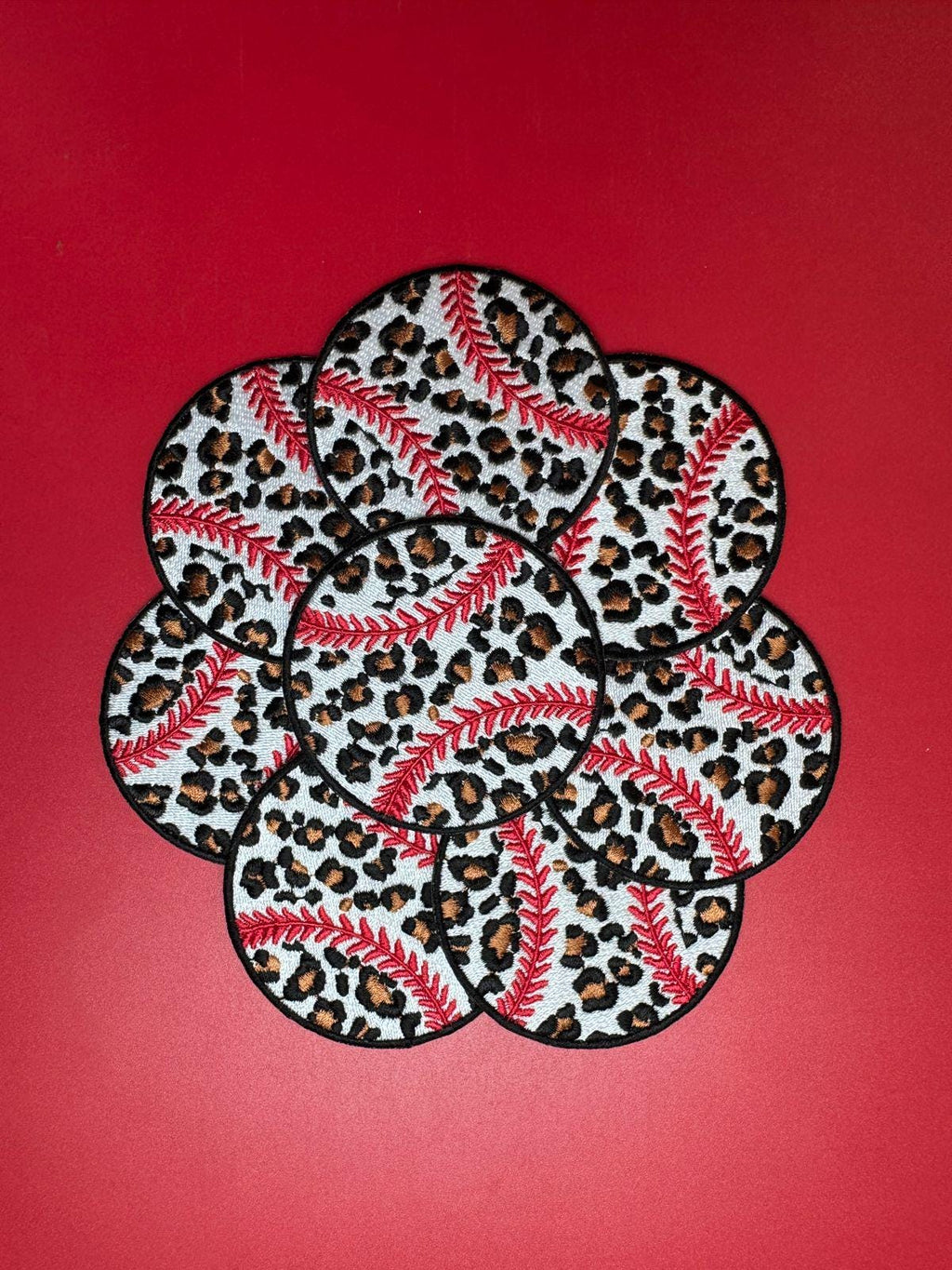Leopard Print Baseball Patch: Iron-On Trucker Hat Embroidery Patch (15 pcs min)