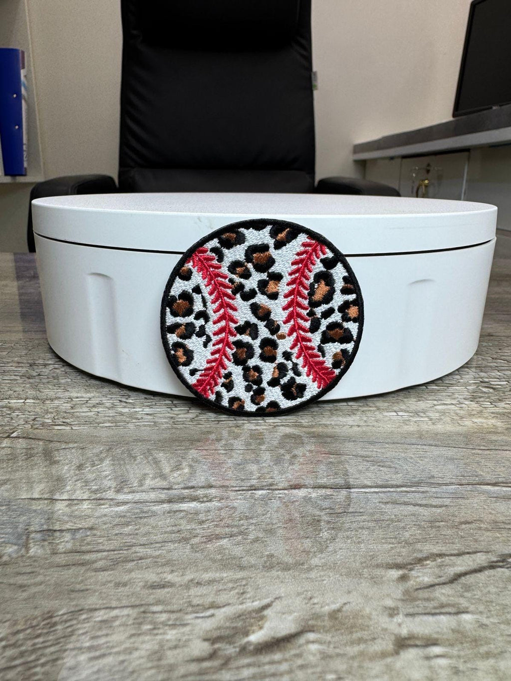 Leopard Print Baseball Patch: Iron-On Trucker Hat Embroidery Patch (15 pcs min)