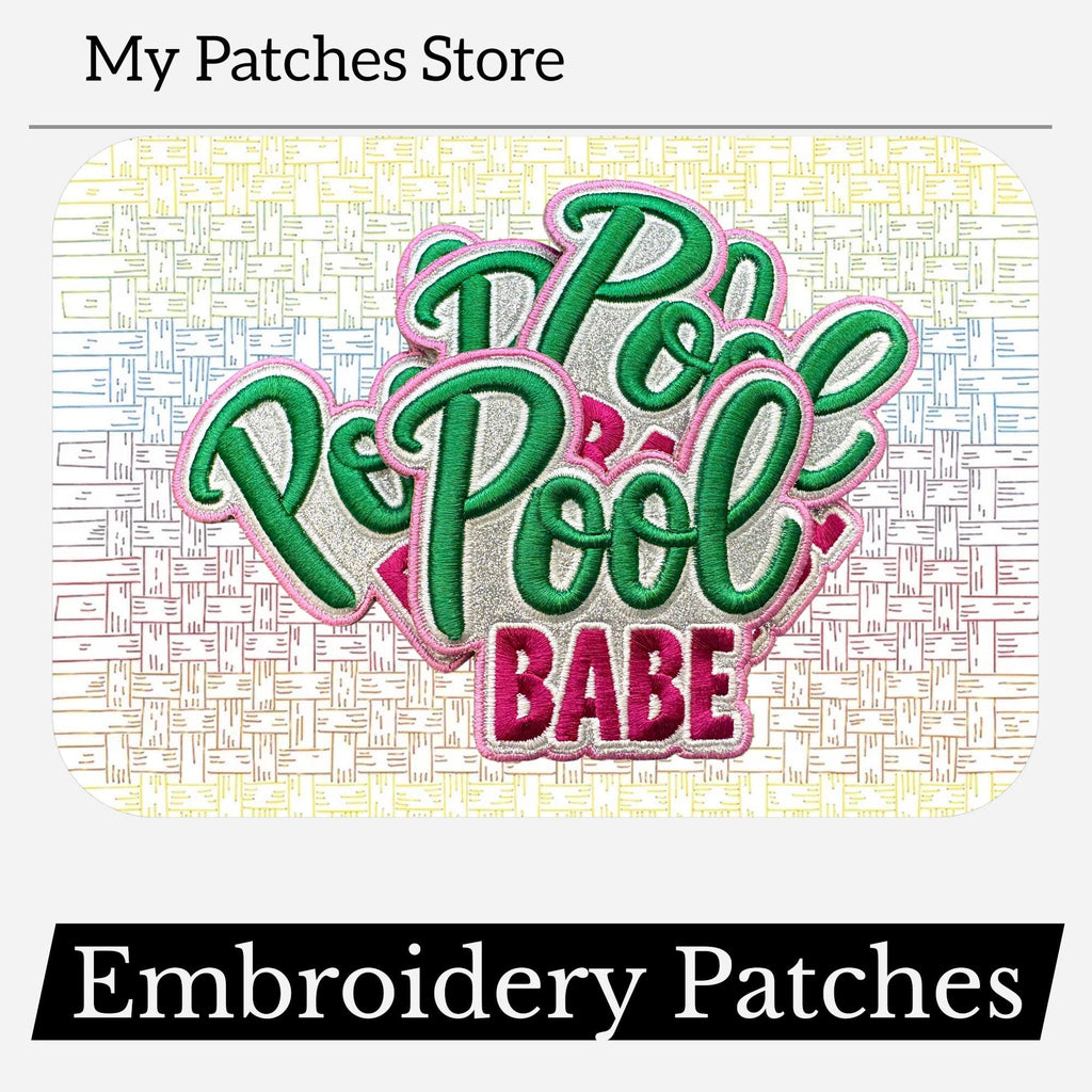 Pool Babe - 3D Puff Patch - Trucker Hat Patch - Summer Patch - Beach Patch - Embroidery Patch - Iron On Patch - Trendy Patch (15 pcs min)