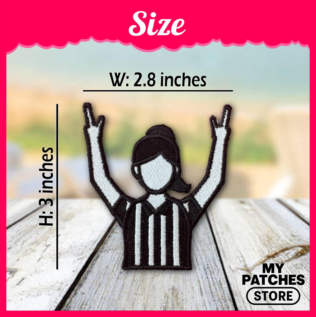 Referee Girl Embroidered Patch: Iron On, Trucker Hat Patch (15 pcs min)