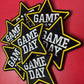 Game Day Star Patch: Black & Gold Embroidery, Iron-On Applique (15 pcs min)