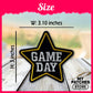 Game Day Star Patch: Black & Gold Embroidery, Iron-On Applique (15 pcs min)
