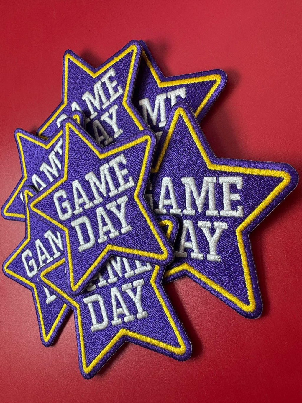 Purple Game Day Star Embroidery Patch - Iron On (15 pcs min)