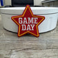 Game Day Star Patch: Red Checkered Embroidery, Iron-On Sports Patch (15 pcs min)