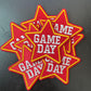 Game Day Star Patch: Red Checkered Embroidery, Iron-On Sports Patch (15 pcs min)