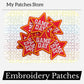 Game Day Star Patch: Red Checkered Embroidery, Iron-On Sports Patch (15 pcs min)