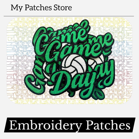 Game Day Volleyball Embroidery Patch: Iron-On Sports Applique (15 pcs min)