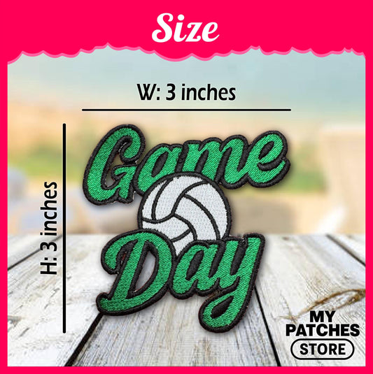 Game Day Volleyball Embroidery Patch: Iron-On Sports Applique (15 pcs min)