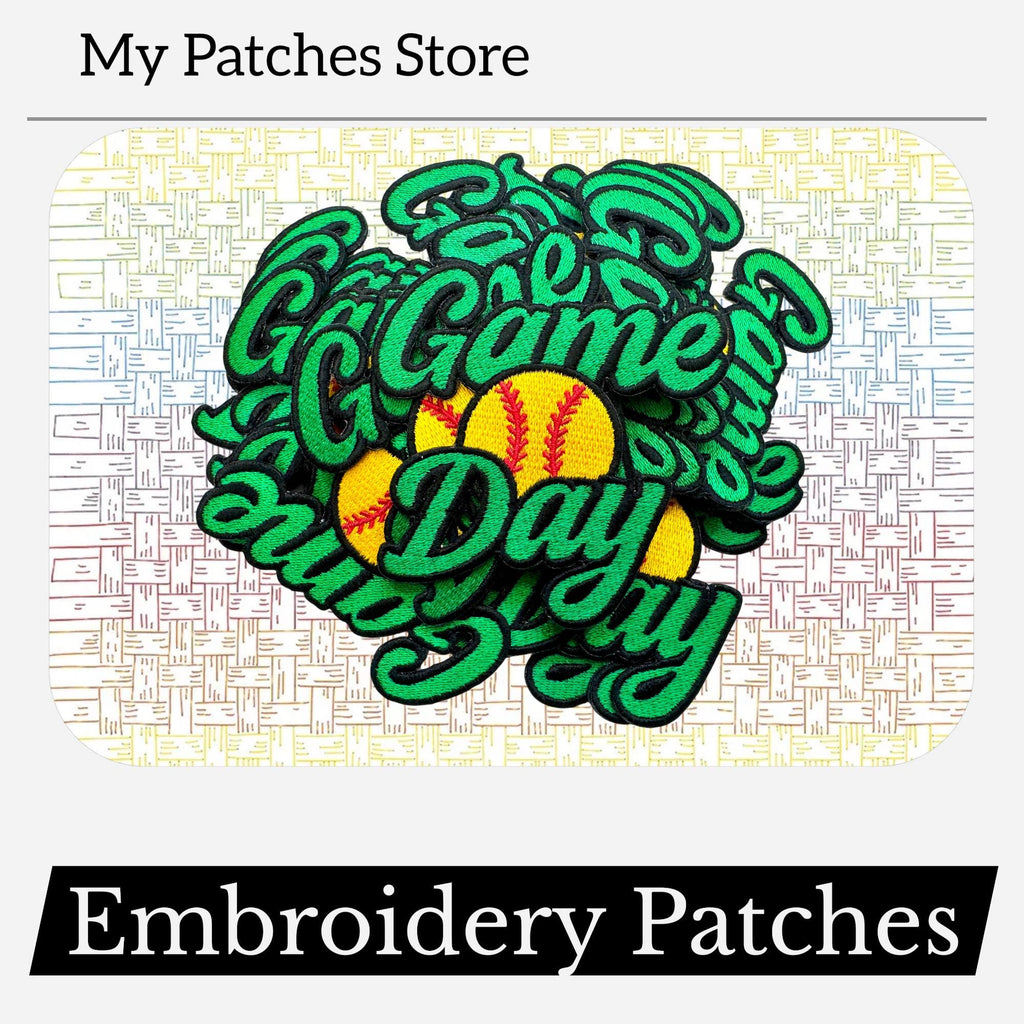 Game Day Softball Embroidery Patch - Trucker Hat Iron On (15 pcs min)