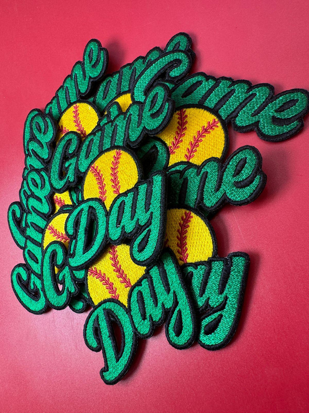 Game Day Softball Embroidery Patch - Trucker Hat Iron On (15 pcs min)