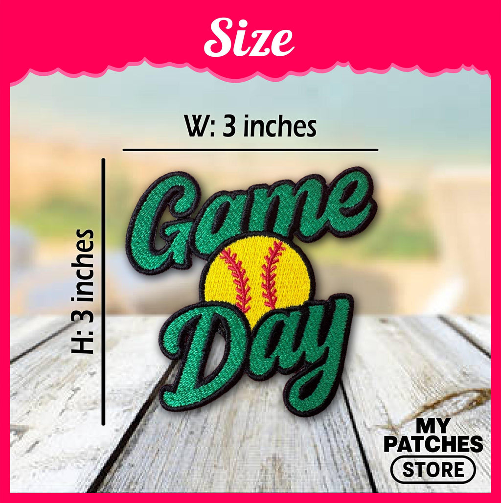 Game Day Softball Embroidery Patch - Trucker Hat Iron On (15 pcs min)