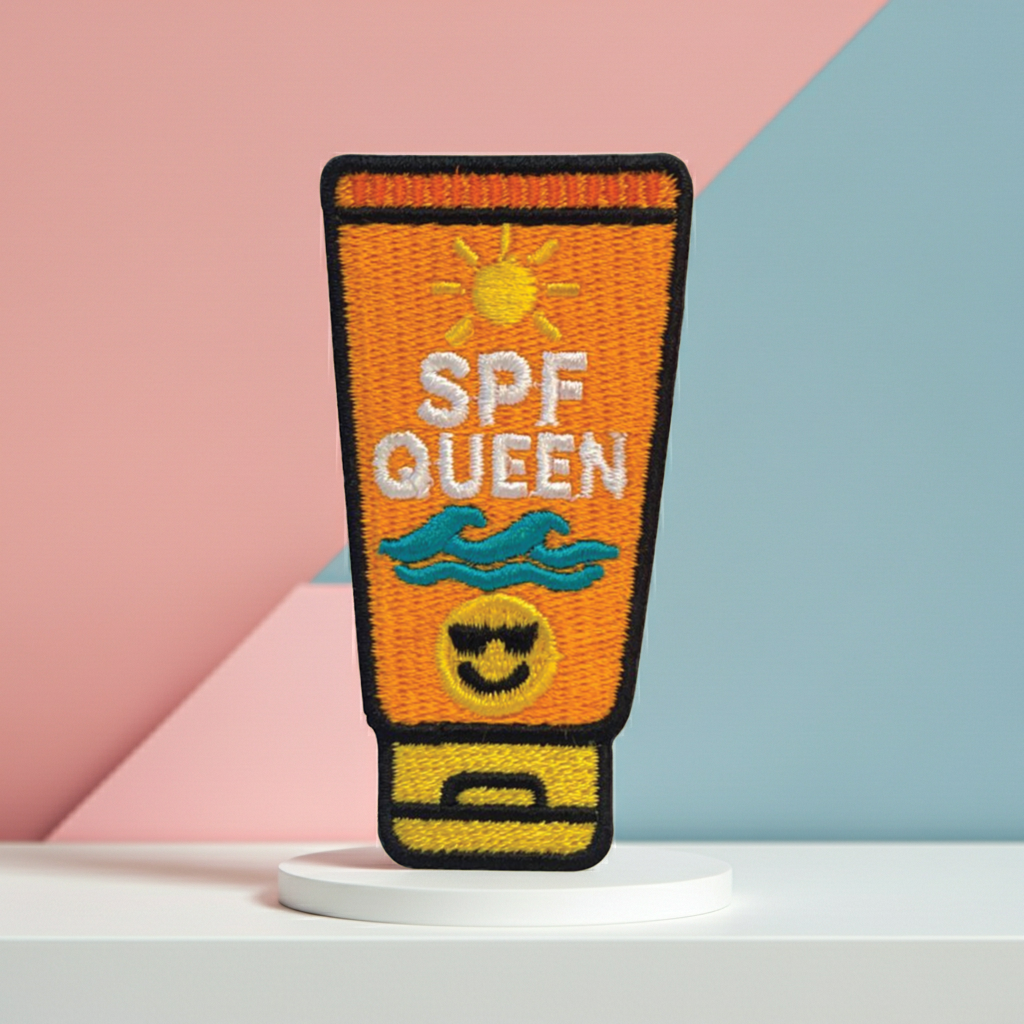Patch Store SPF Queen Embroidery Patch – Cute Sunscreen Bottle Patch for Summer Ou ...